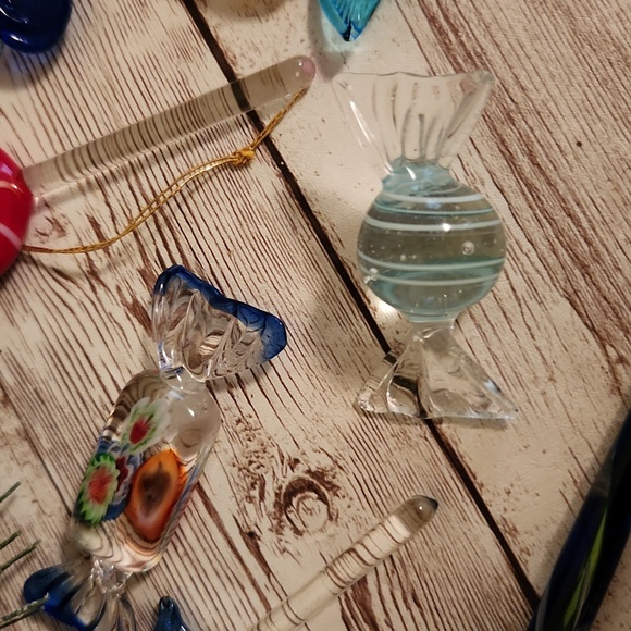 Set of 8 Vintage Glass Candy Christmas Ornaments Set J - Picture 7 of 8